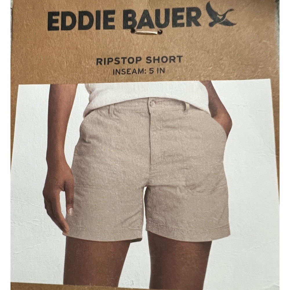 NWT Eddie Bauer Women Ripstop Shorts Khaki Tan 5" Inseam Utility Outdoor SZ 16 - Picture 5 of 5